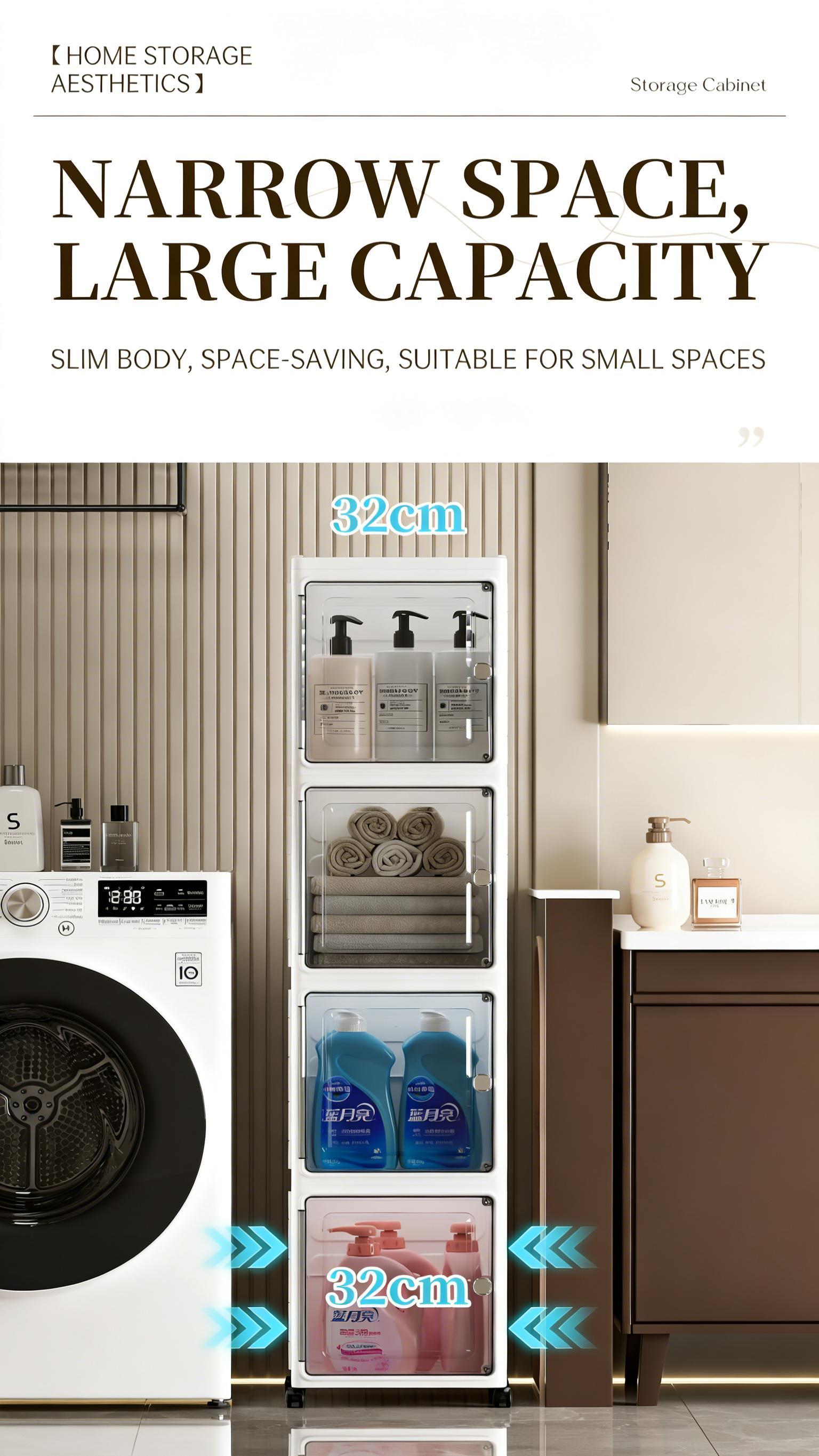 Rolling 5-Tier Plastic Storage Boxes with Lids | Foldable Stackable Containers in White for Home, Office & Dorm Use