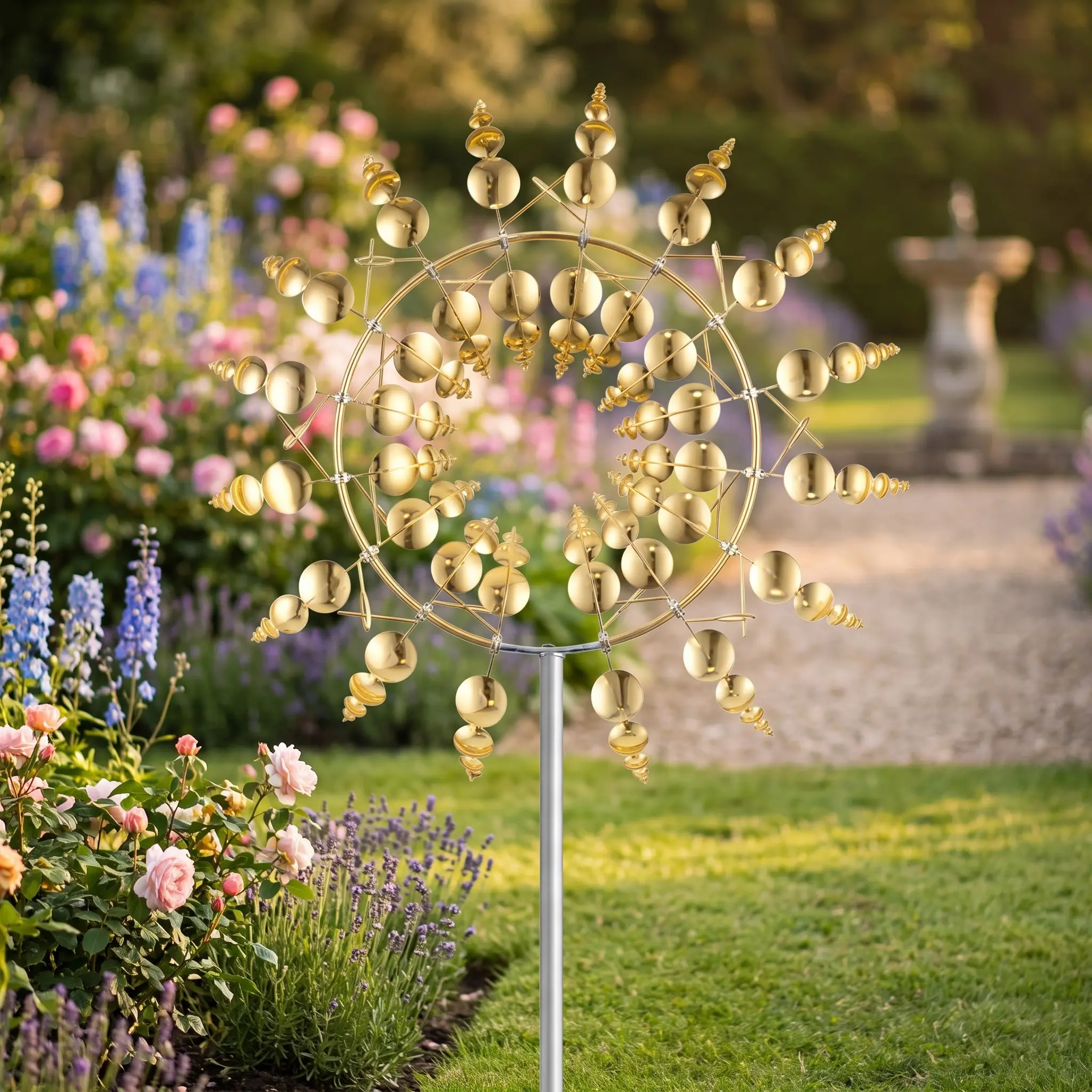 Mesmerizing 3D Metal Wind Spinner, Rustic Iron Kinetic Sculpture, Hypnotic Motion for Peaceful Yard, Patio & Garden Sanctuary
