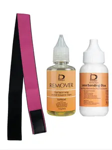 Wig Glue & Remover & Reversible Frontal Head Wrap Band, Waterproof Lace Front Wig Glue, Invisible Strong Bonding Lace Glue, Usable Lace Adhesive Hair Replacement, Hair Extension Remover
