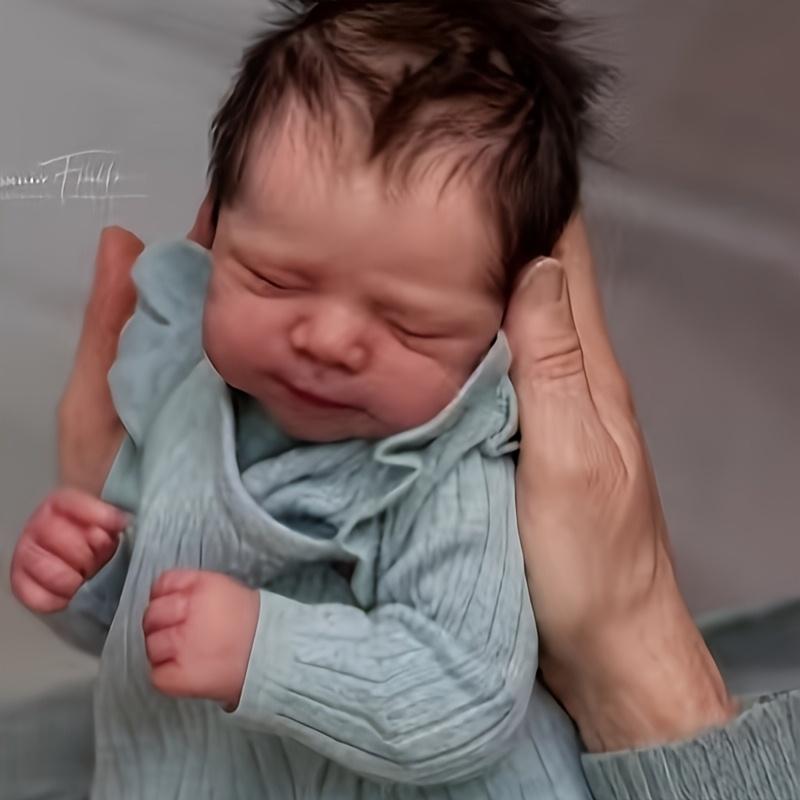 Lifelike Hand-Painted Reborn Baby Doll with Soft Touch Cloth Body Olive Green for Play Comfort and Collection Ideal Gift for Young People Collectors Grandmothers