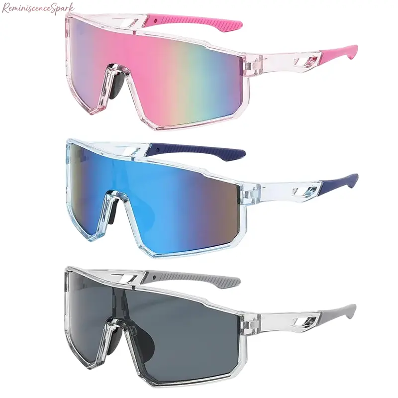 3-Pack Unisex One-Piece Wraparound Sports Sunglasses, windproof UV400 protective lenses with integrated single-piece design, comfy lightweight cycling eyewear for MTB biking, road riding, driving, hiking and daily outdoor recreation.