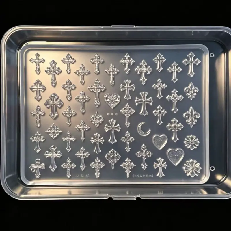 Hot Selling Star & Cross Nail Charms Silicone Molds Set, Nail Art Supplies, Food Grade Silicone 3D Nail Decor Sculpting Mould