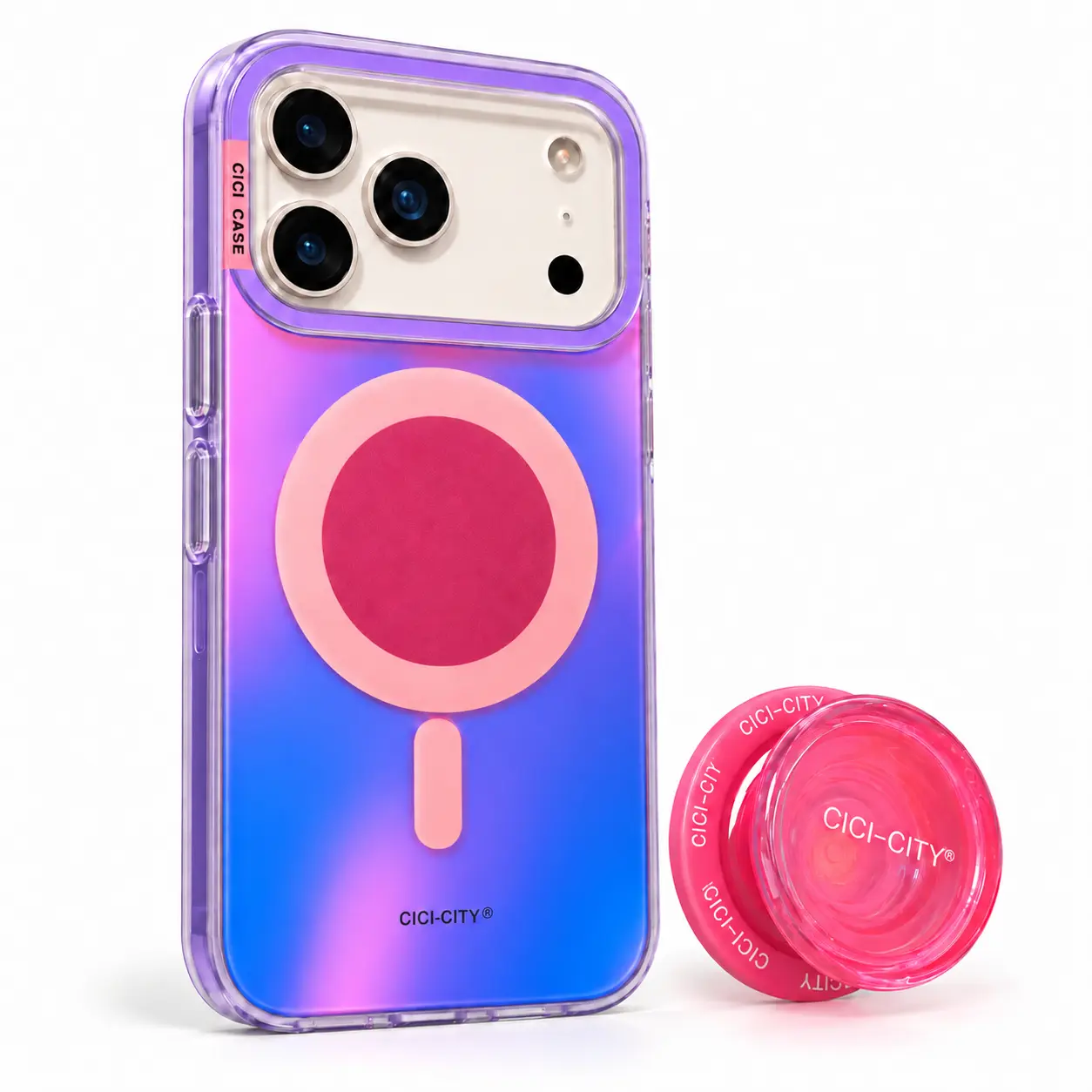 Holographic Glitter Cellphone Casing for iPhone 18 Pro Max, 17, 16, 15 Pro - Magnetic Cover with Detachable MagSafe Kickstand, Protective Edges for Handheld Devices Protection