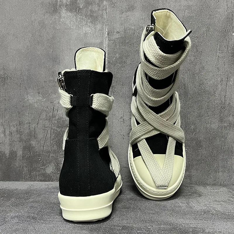 Same design for men and women in 2026. Jumbo Lace Up Sneakers Luxury outdoor shoes   Owens  Autumn Flats Black Boots Men  and Women High Shoes Casual Canvas