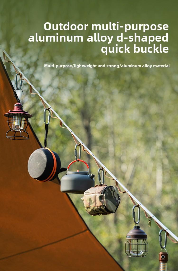 2*D - Type Aluminum Alloy Locking Carabiner Multi - function Outdoor Tactical Gear Mountaineering Buckle Keychain Bottle Clip for Hiking Camping