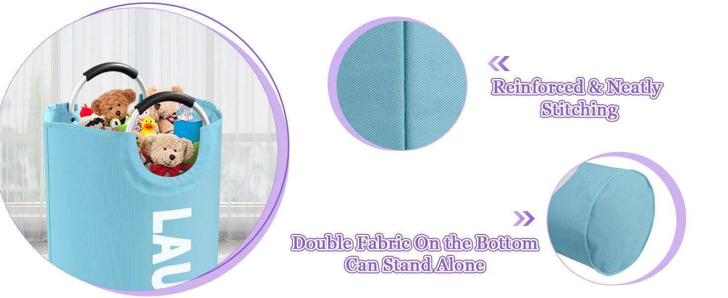 3PCS 95L Laundry Basket, Collapsible Clothes Hamper with Handle, 600D Cloth Laundry Bin, Stand-alone Dirty Clothes Hamper for Livingroom, Bedroom,, Pink+Blue+Purple