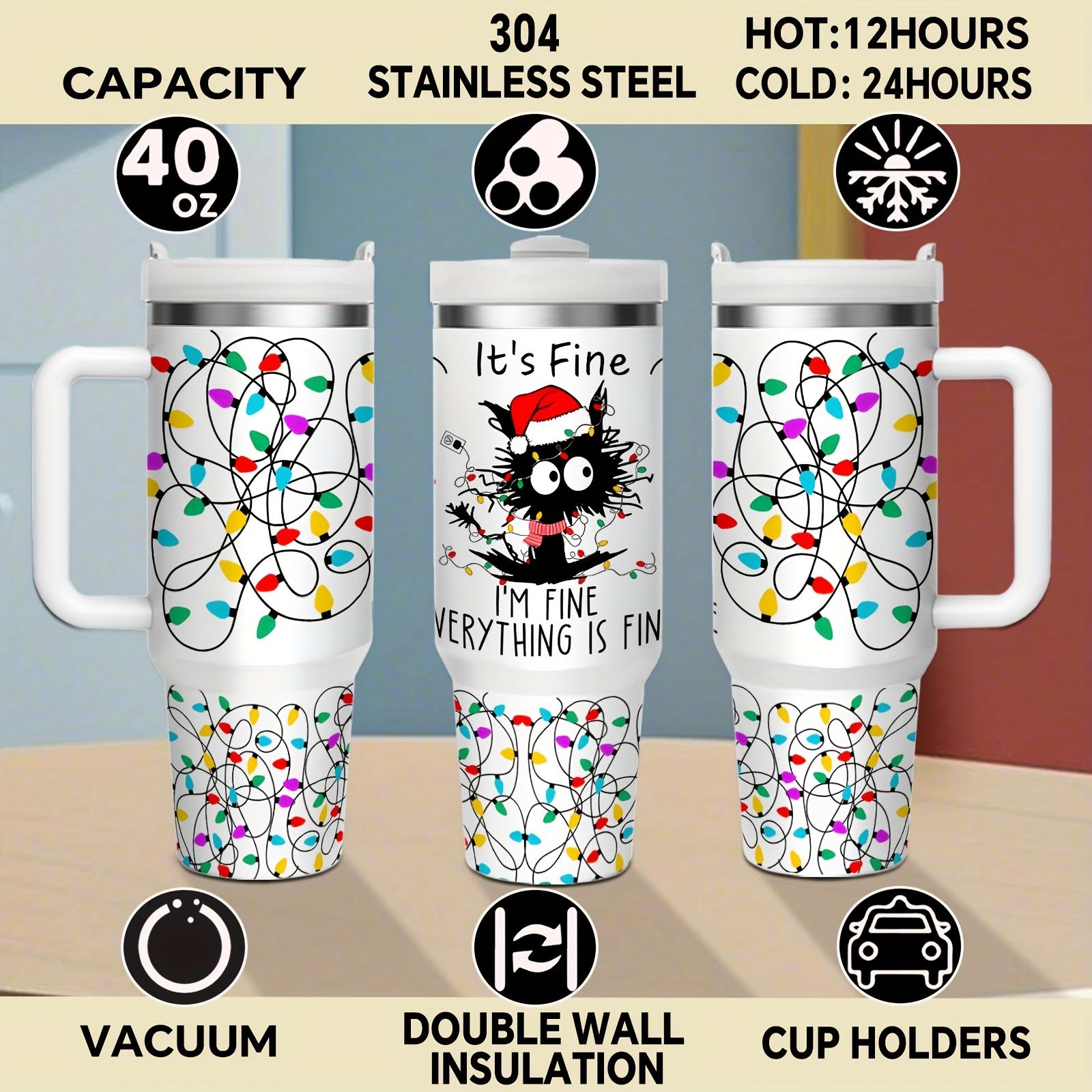 1 40 oz insulated sippy cup, Fun Christmas - Vacuum Coffee Mug with Double Stainless Steel and Handle - Perfect for Christmas, Thanksgiving and Valentine's Day, Local Warehouse, Easy Mug for Hot and Cold Drinks, Kitchen Essentials.