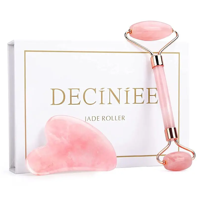 Jade Gua Sha & Face Roller Skincare Tools - Facial Massager for Face, Neck, Eyes, Massage Gently, Reduces Lines, Skin Care Support