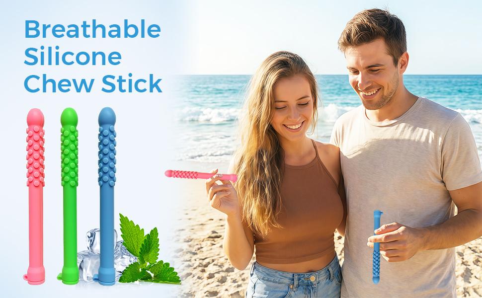 3PCS Chewable Breather with Pure Lock Flavor, Portable Chewable Breather Stick for Fresh Breath, Focus and Breathing Support, Chewable Oral Retainer, Ideal for Travel/Office/Car (Color A)