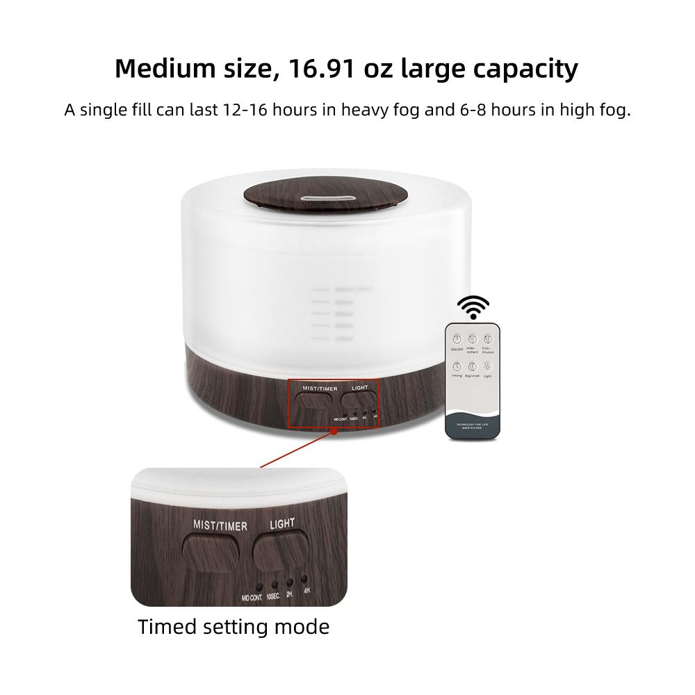 Complete Aromatherapy Set: Large Air Humidifier & Diffuser with Timer, 7-Color Mood Lights & 6 Premium Fragrance Oils Included