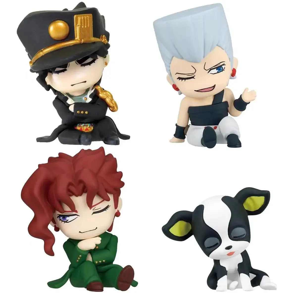 4pcs/Set Jojo Stardust Crusaders Shoulder Sleeping Figures Big Head Chibi Jotaro Kakyoin Polnareff Iggy Anime Gashapon Toy Gifts