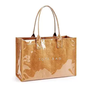 Transparent Stylish Tote Bag Waterproof Durable Material Perfect for Daily Commute School Daily Commuter Bag Large Capacity Versatile Handbag