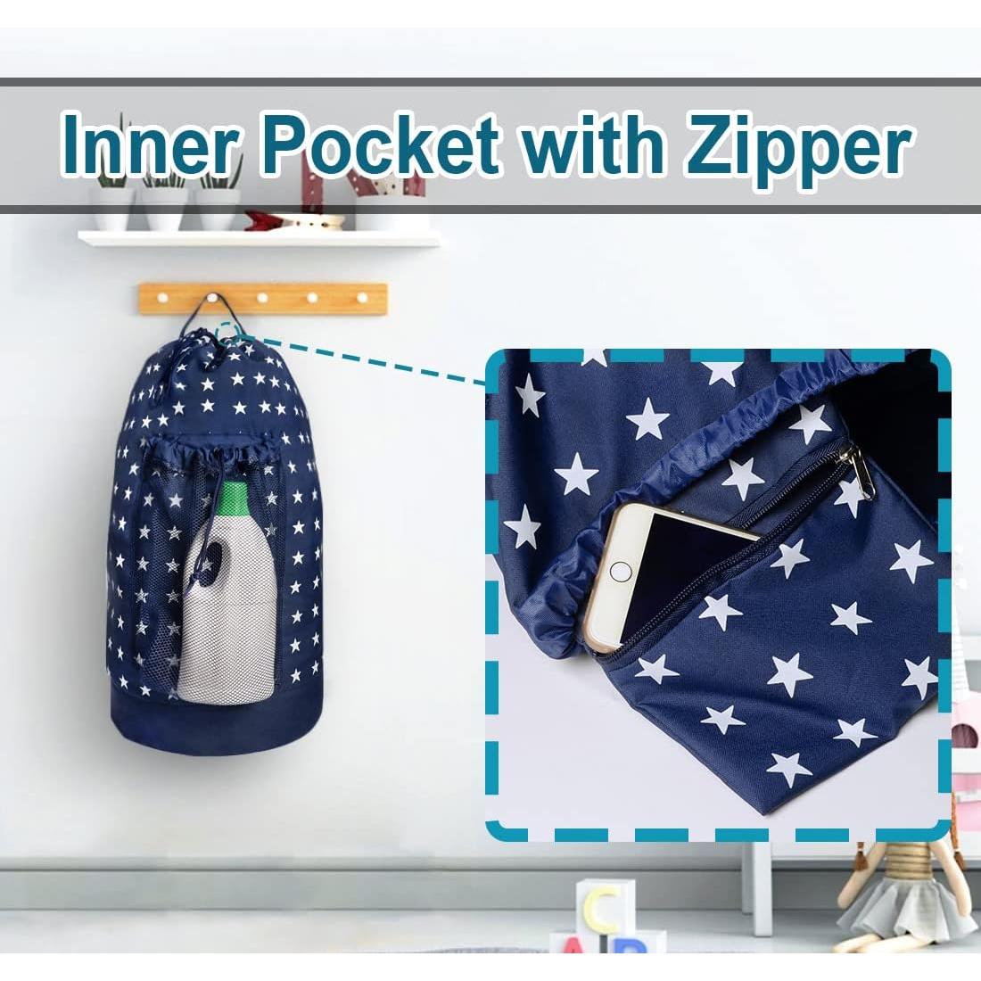 Backpack Laundry Bag, Laundry Backpack with  Straps and Mesh Pocket Durable Nylon Clothes Hamper Bag with Drawstring Closure for College, Travel, Laundromat, Apartment