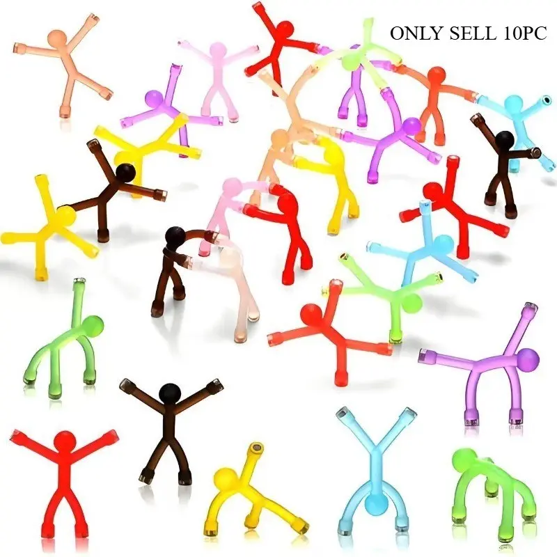 10-Pack Magnetic Fidget People Figures - Maths Educational Sensory Building Toys, Fridge Magnets, Travel Essentials, Easter Basket Stuffers for Kids with Anxiety Relief Benefits, Fidget Toys, Anxiety Fidgets