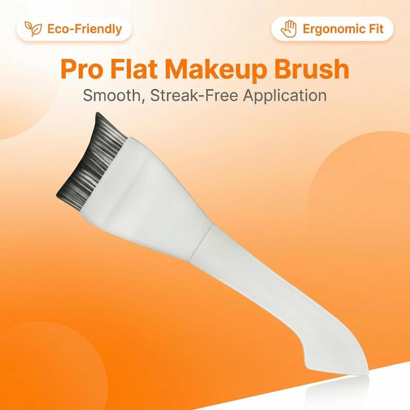 White liquid foundation brush, professional one-stroke coverage double-ended flat brush for facial masks, ultra-thin and lightweight beauty tool, 18-piece makeup brush set, eyeshadow brush, eyebrow brush, mascara brush, blush brush