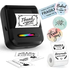 Mini Label Printer, Portable Thermal Inkless Label Maker Machine,  with 1 Roll White Label, for Home, Kitchen, School, Office Organization, Clothing, Jewelry, and Food Labels