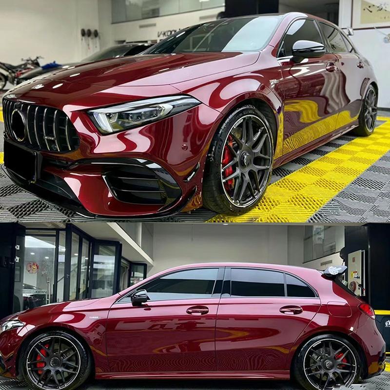 Premium PET High Glossy Liquid Metallic Dragon Blood Red Vinyl Wrap Film Car Wrapping Motorcycle DIY Sticker Decal Air Release Self Adhesive Car Stickers Car Decals