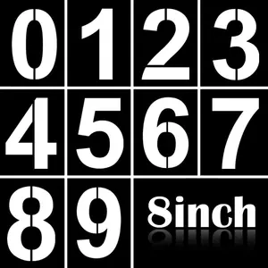 8 Inch Large 0-9 Number Stencils Kit, Reusable Plastic Address Number Painting Templates for Mailbox Signs, Road Parking Lot, Door, Trucks Painting