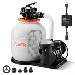 VEVOR FlashPure Sand Filter Pump, 16 in for Above Ground Pool, 1 HP 4400 GPH, Swimming Pool Filter System with Timer, 6X Faster Filtration with Media Installed, Leak-Resistant, Ready to Use Out of Bo