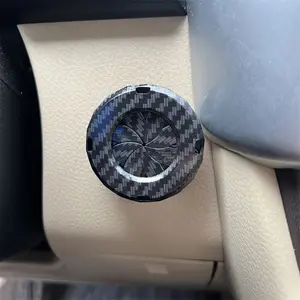Car Interior Decorative Cover, One-Button Start Ignition Protection, Carbon Fiber Texture, Motorcycle Keychain Starter Cap, Automotive Decoration