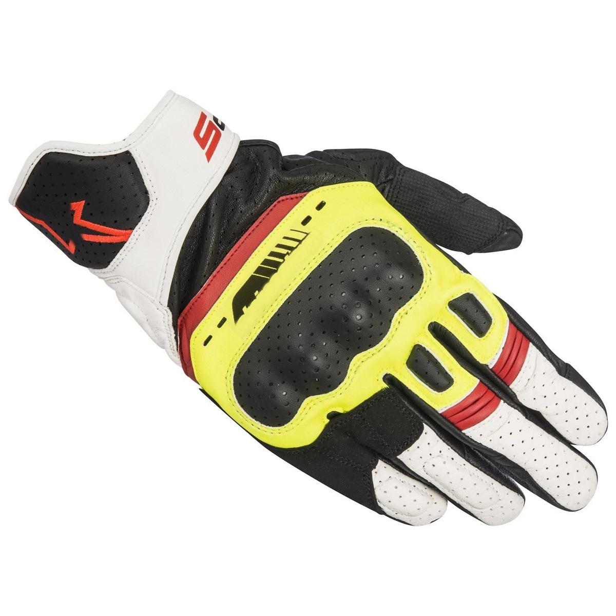 A Stars SP5 Summer Motorcycle Riding Gloves Premium Leather Touchscreen Racing Gloves Anti Slip Abrasion Resistant for Street Bike Enthusiasts