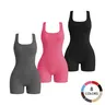Seamless Ribbed Fabric Square Neck Bodysuit, Seamless Shaping Design, Tummy Control Butt Lifting Shapewear, Comfortable Sexy Outerwear Innerwear, Unitard for Yoga Tennis Gym Sports, Multiple Colors Available, Workout Clothing for All Season, Fit