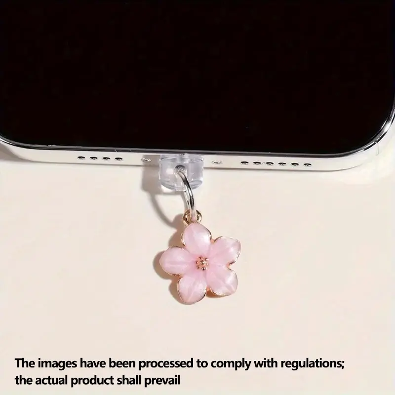 Cute Flower Design Phone Dust Plug, 1 Count Phone Charging Port Anti-Dust Plug, Cell Phone Dust Plug Charm, Phone Accessories for iPhone & Type C, Phone Decoration, Cell Phone Charms