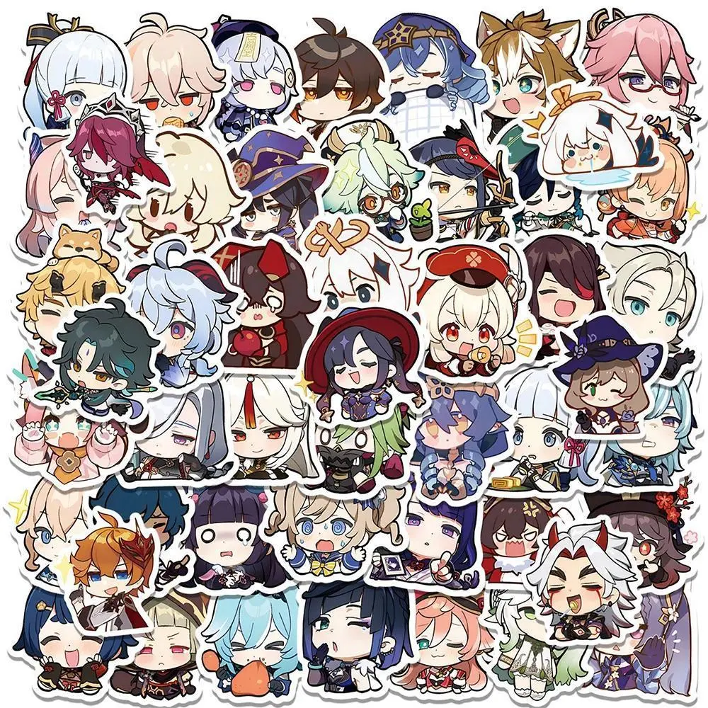 10/30/50pcs Cute Genshin Impact Anime Game Stickers Decals DIY Stationery Luggage Bike Helmet Car Cartoon Waterproof Sticker Toy