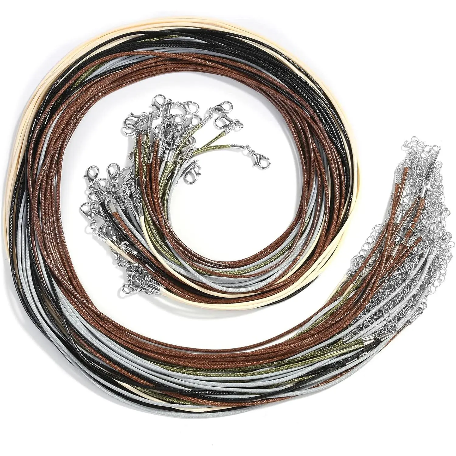 Necklace Cord,  50 count Necklace String Rope with Clasp, 24 Inch Waxed  Cord Necklace Bulk for Charms Pendants, Bracelets, Necklaces,  Making Supplies and Beading Supplies