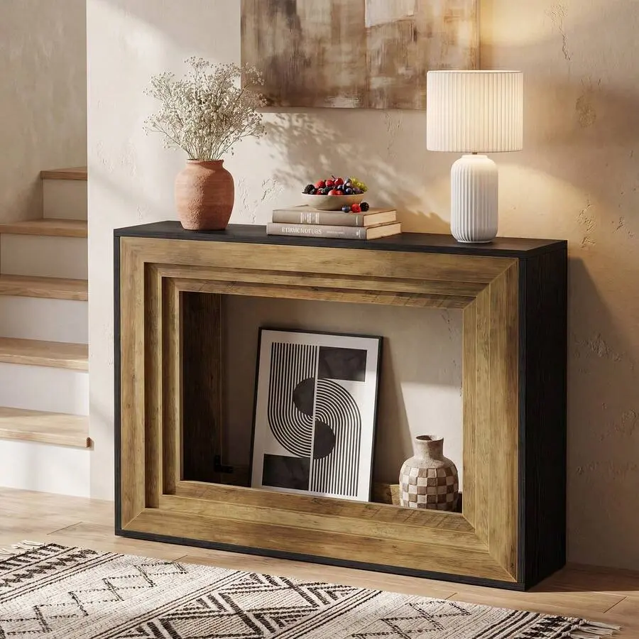 41.4" Farmhouse Console Table, Narrow Entryway Table With Open Storage Entryways, Hallways, Foyers