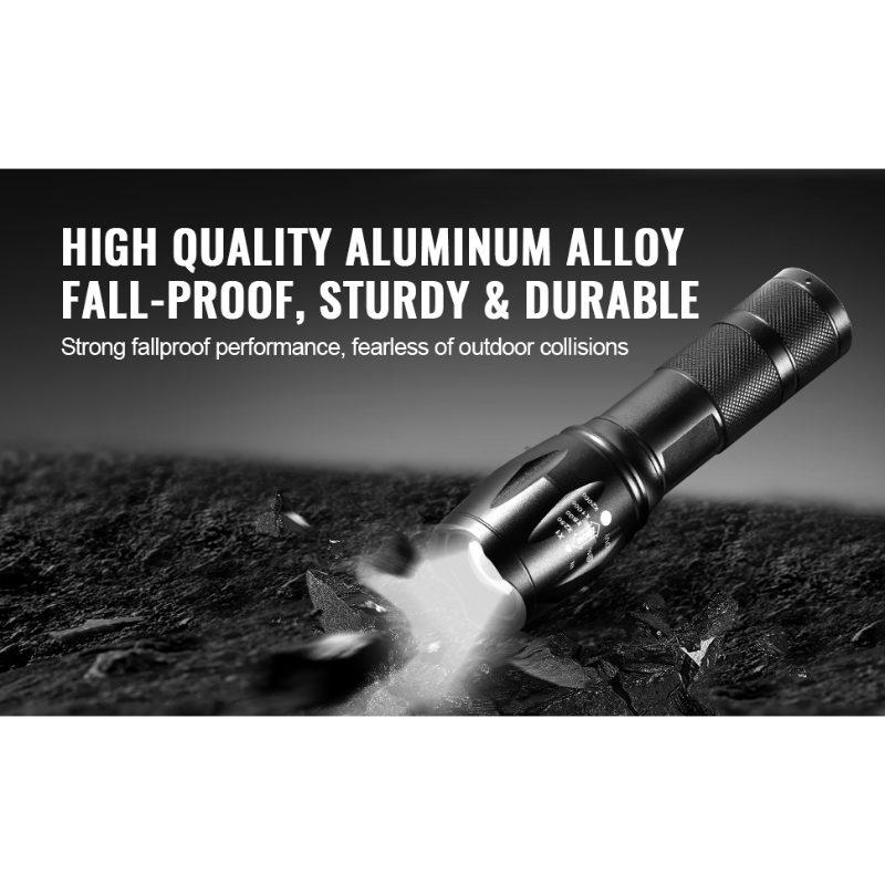 VEVOR 2 Pack Flashlights Torch, 2000 High Lumens 5 Modes Adjustable Focus Flashlight, IP44 LED Waterproof Handheld Flashlight for Camping Cycling Hiking Fishing Emergency VEVOR 2 Pack Flashlights Torch, 2000 High Lumens 5 Modes Adjustable Focus Flashlight, IP44 LED Waterproof Handheld Flashlight for Camping Cycling Hiking Fishing Emergency