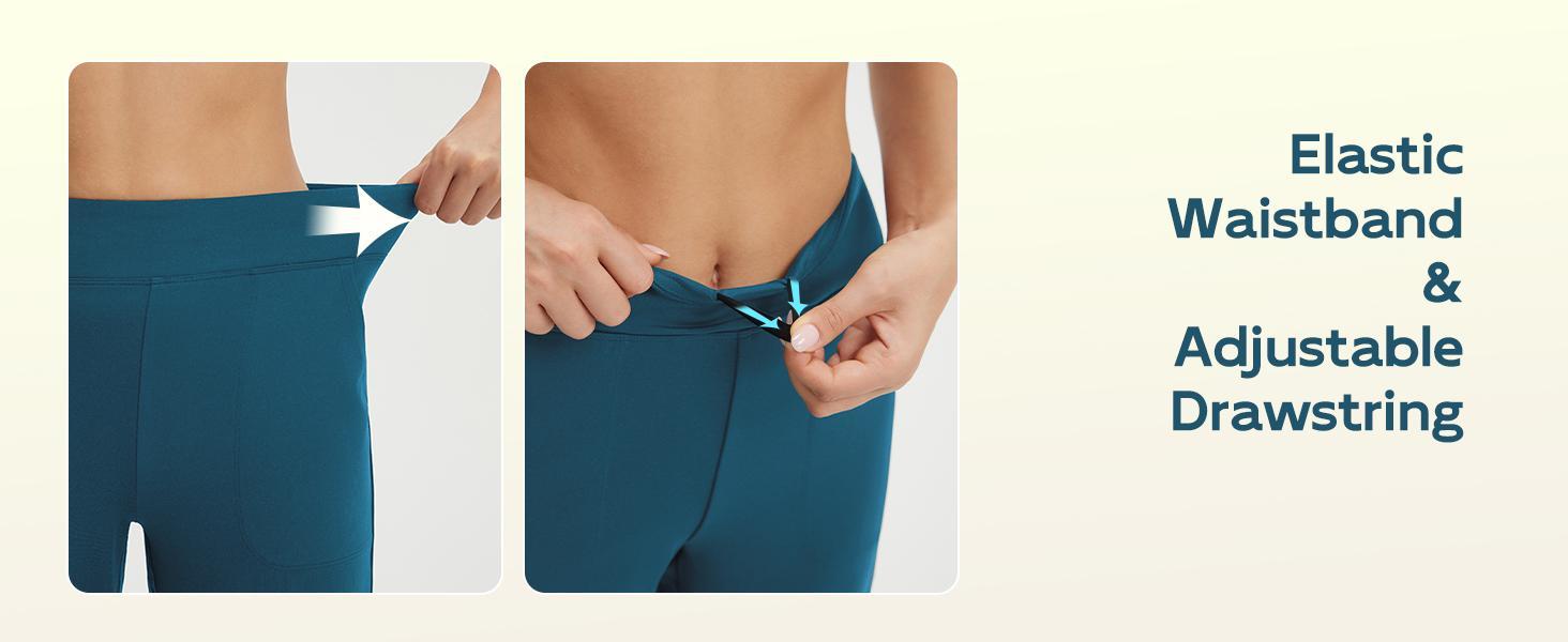 baleaf Womens Capri Pants High Waisted Straight Leg Yoga Capris Leggings with Pockets Crop Workout 21" Summer Pants