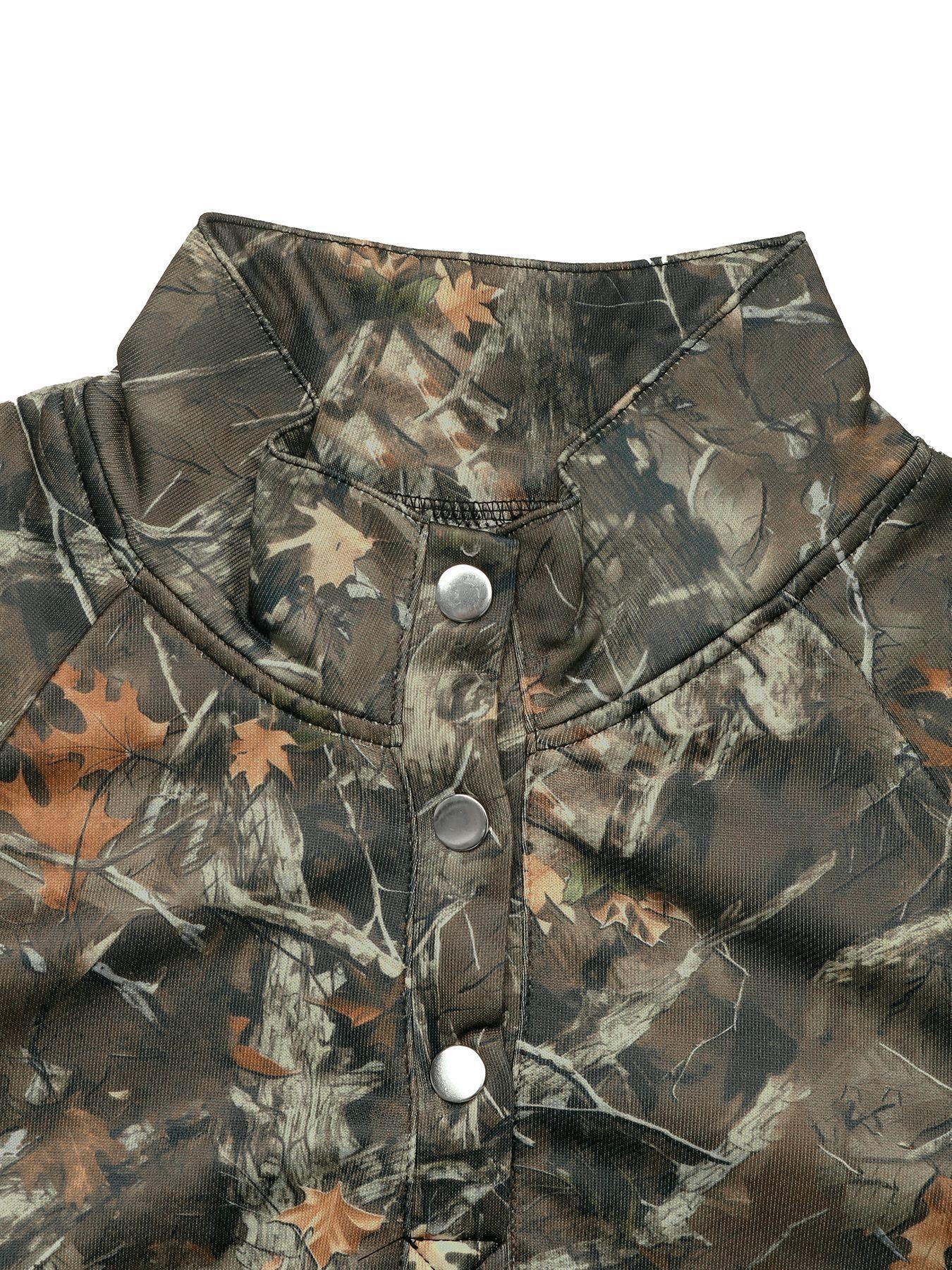 2025 Autumn New Casual Daily Camouflage Maple Leaf Floral Print Pullover Sweatshirt for Women