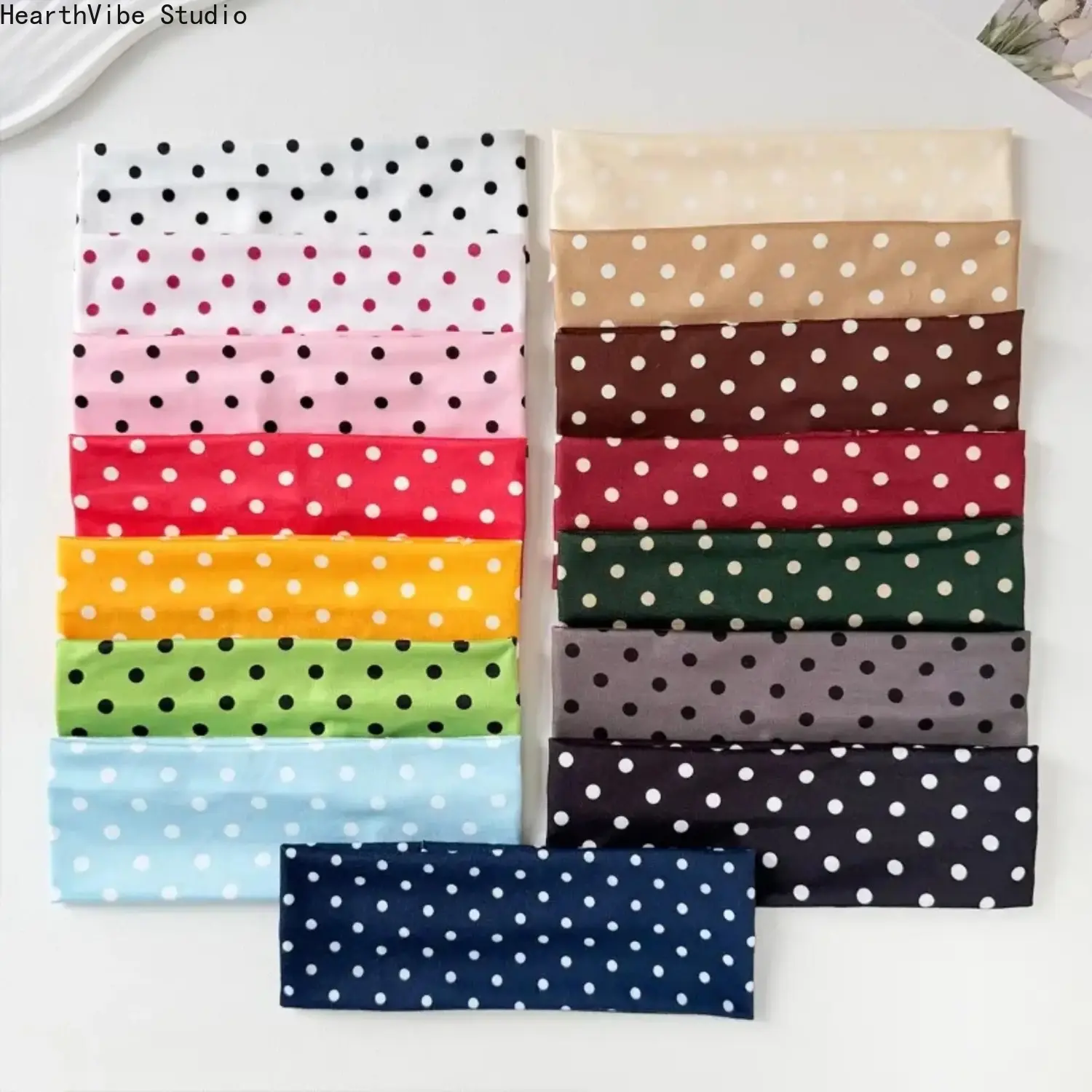 Trendy Polka Dot Wide Headband for Women Girls Non-Slip Thick Hair Band Comfortable Headwear for Daily Makeup Travel