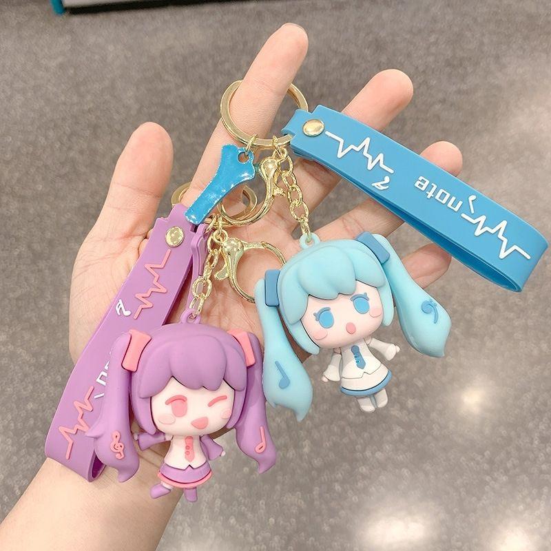 Hatsune Miku Silicone Keychain Kawaii Cartoon Figures Backpack Pendant School Bag Ornament Doll Keychain Toy Children's Gift