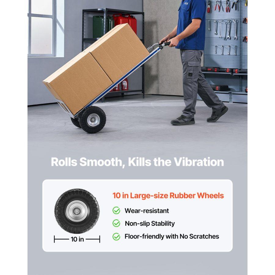 VEVOR Hand Truck, 500 lbs Load Capacity, Heavy-Duty Hand Truck Dolly with Non-Slip Wheels Handle, Aluminum Alloy Portable Trolley Dolly with Tie-down Strap for Moving Home, Office, Warehouse