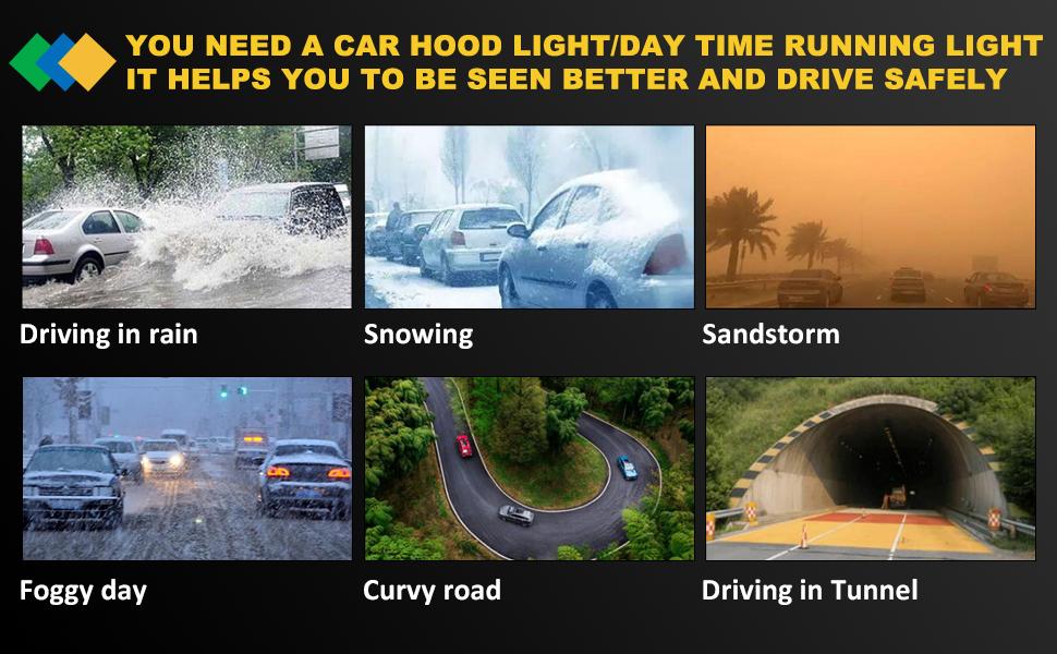 Bright Led Hood Light Strip Exterior Car Led Strip Light Waterproof Flexible DRL Dynamic Scan Start Up Hoodbeam Kit Daytime Running Lights for Car,Truck,SUV,12V 59inch,Red,1 Set