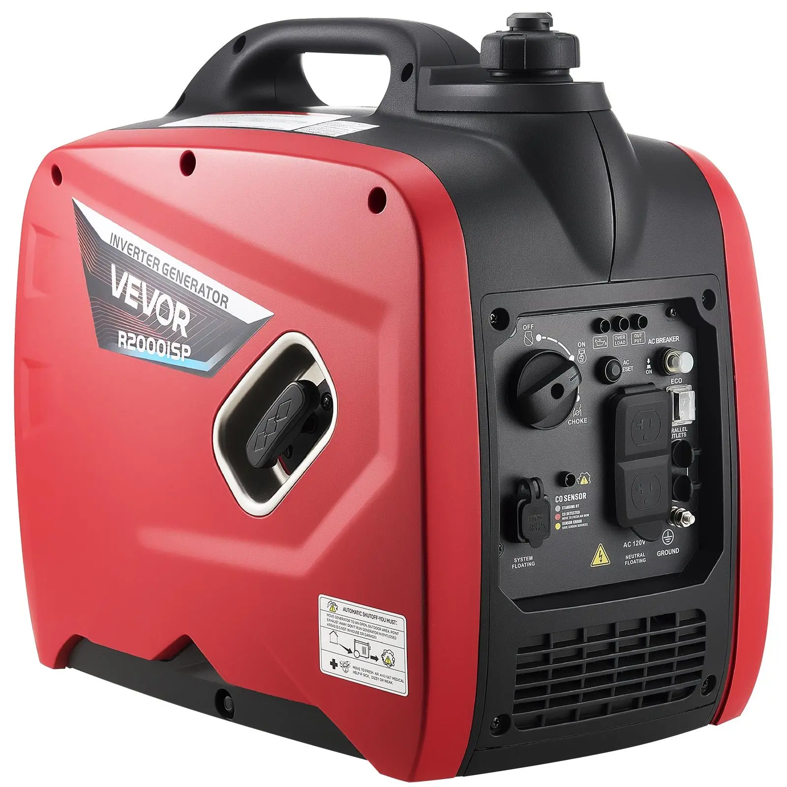 【DealsForYouDays】VEVOR Inverter Generator, 2900W Peak Watt Quiet Inverter Generator, Portable Inverters Generators for Home Use, Gas Powered, Compact and Lightweight Design - Stable Power, CO Sensor, Orange/Black