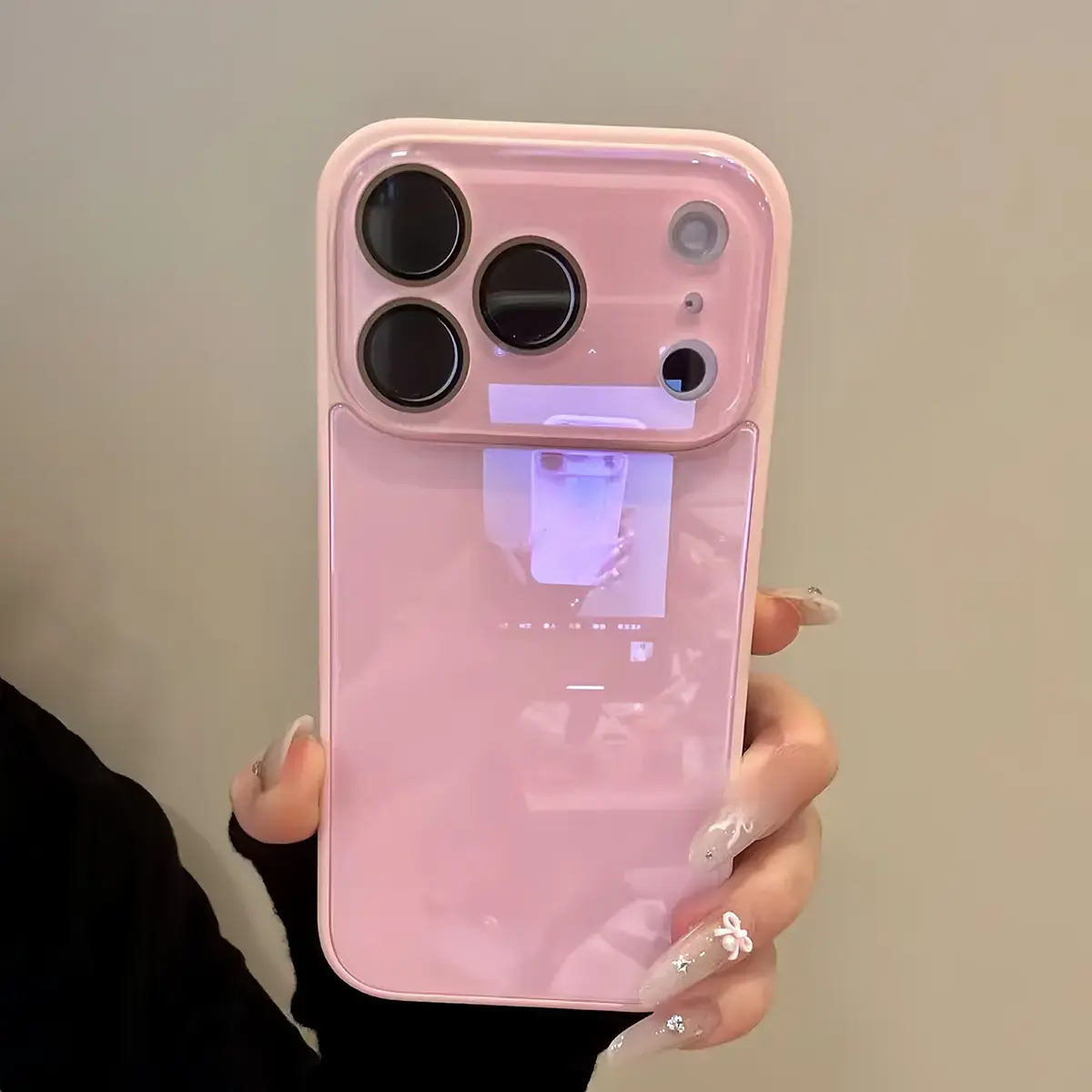 Cute Pink Candy Color Glass iPhone Case, Skin-Feel Soft TPU Bumper & Hard Back, Full Lens Protection, Cute Minimalist Pink & White, Compatible with iPhone 17/16/15/14/13 Pro Max Plus Air