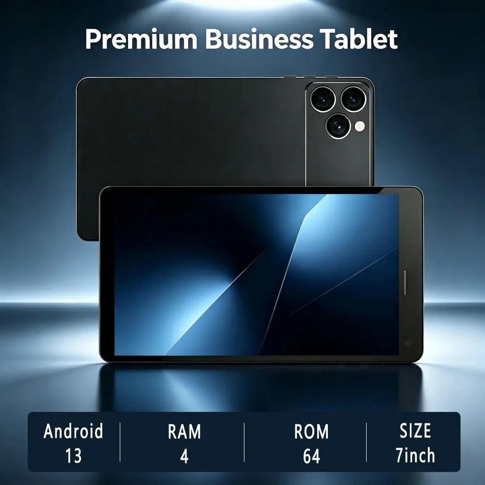 7 Inch HD Premium Android 13 Tablet PC, 4GB RAM 64GB ROM, Light‑Weight Compact Tablet Device for Business, Online‑Learning and Multimedia Playback