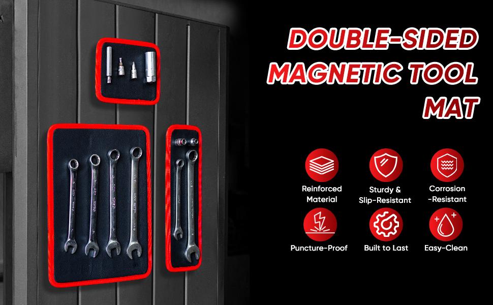 Flexible Magnetic Tool Holder Mat for Bolt Screw Wrenches Collapsible Telescoping Magnetic Pickup Tray for Easy Access,Garage Workshop,Scratchproof PVC Surface with Non-Slip Grip | Auto Repair,Toolbox Organizer for Mechanics & DIY