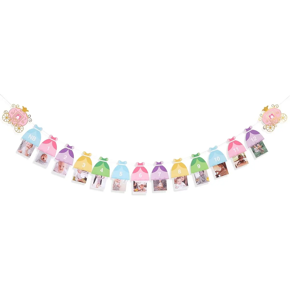 Princess 12 Months Photo Banner Set, Girls Birthday Party Decorations, First/1st Birthday Banner, Photo Props Banner
