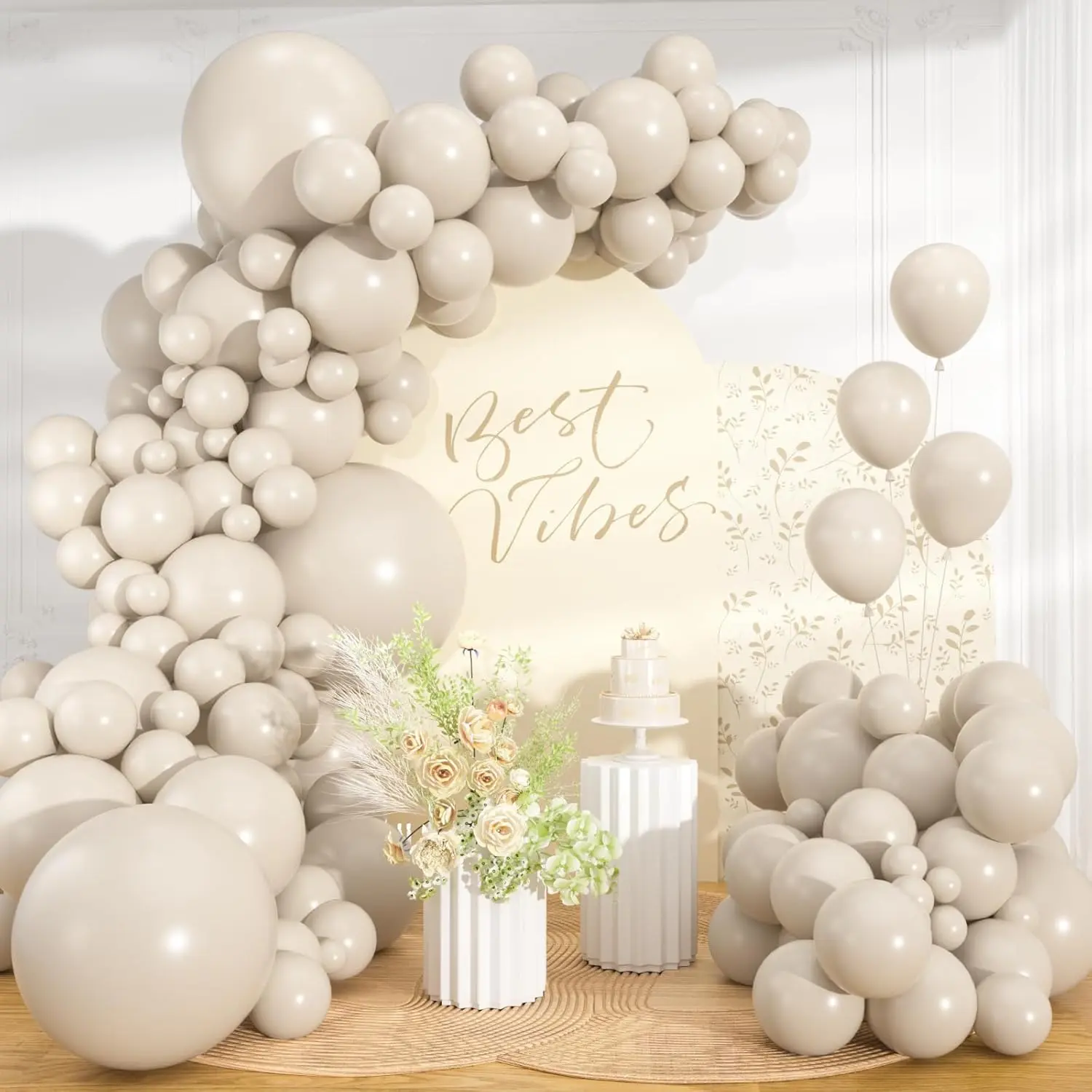 98 count Sand White Balloon Garland Arch Kit | 18/12/10/5 Inch  Cream White BOHO Balloons for Wedding, Birthday, Bridal Shower Party Decorationss, Balloon Decor, Birthday Decor
