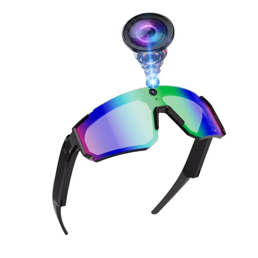 Bluetooth Smart Glasses, Wireless Translation Glasses, 8MP Camera, Video Recording, 4GB Memory Build-in, Build-in Myopia Inner Frame, Bluetooth Call, Music Control, AI Translation, 260Mah Battery, IP64 Waterproof, Cycling Glasses