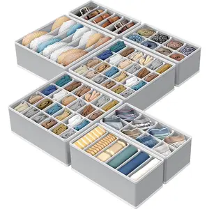 Closet Underwear Organizer Drawer Divider, Assorted 7 Pieces, Gray