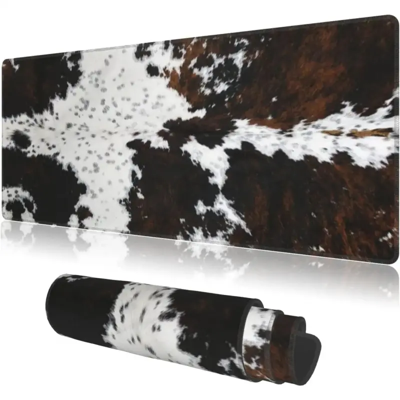 Mouse Pads Western Highland Cowhide Ranch Style Large Mouse Pad, Gaming Mousepad, Computer Mouse Pad, Keyboard and Mouse Pad with Stitched Edges,PC Desk Mat for Game,Work,Office