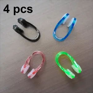 Four-Pack Silicone Swimming Nose Plugs, Waterproof Pool Nose Clips, Adult Scuba Training Anti-Choke Nasal Clip, Kids Silicone Nose Clamps, Nose Plugs For Swimming, Noseclip