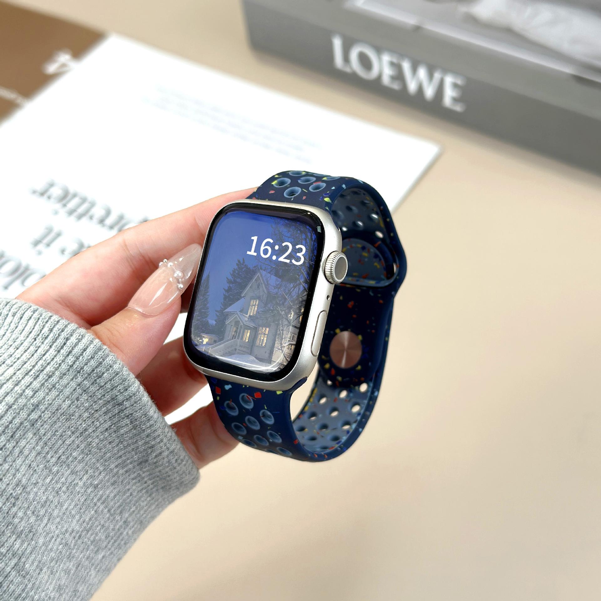 Colorful Dual-Color Silicone Watch Band, Dot Pattern Soft Waterproof Sport Replacement Strap for Smart Watch, Skin-Friendly Breathable Silicone Wristband for Men Women