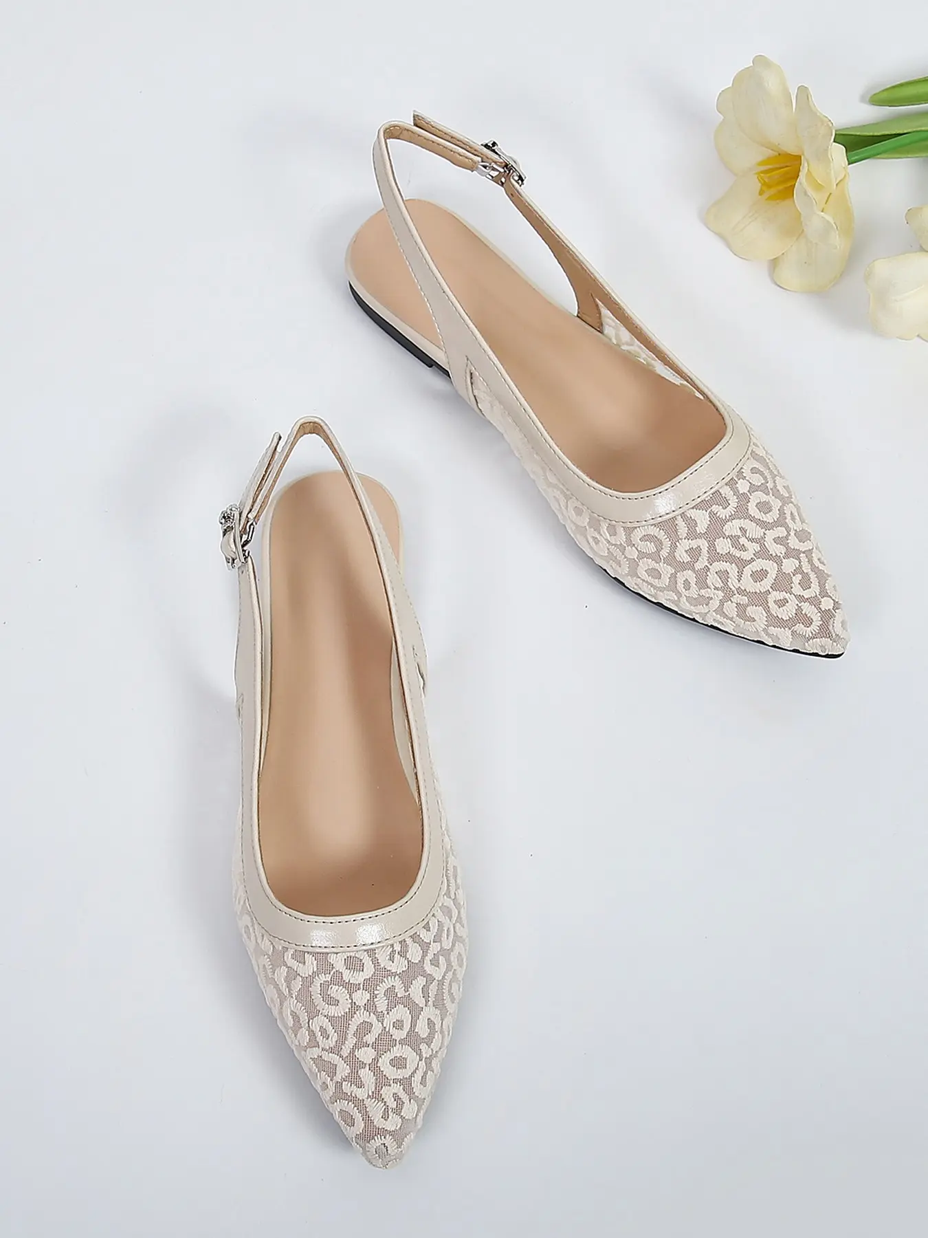 Christmas/new Year Party, Mesh Embroidered Pointed Half Sandals, French Chic Holiday Shoes, Festive Fashion Accessories