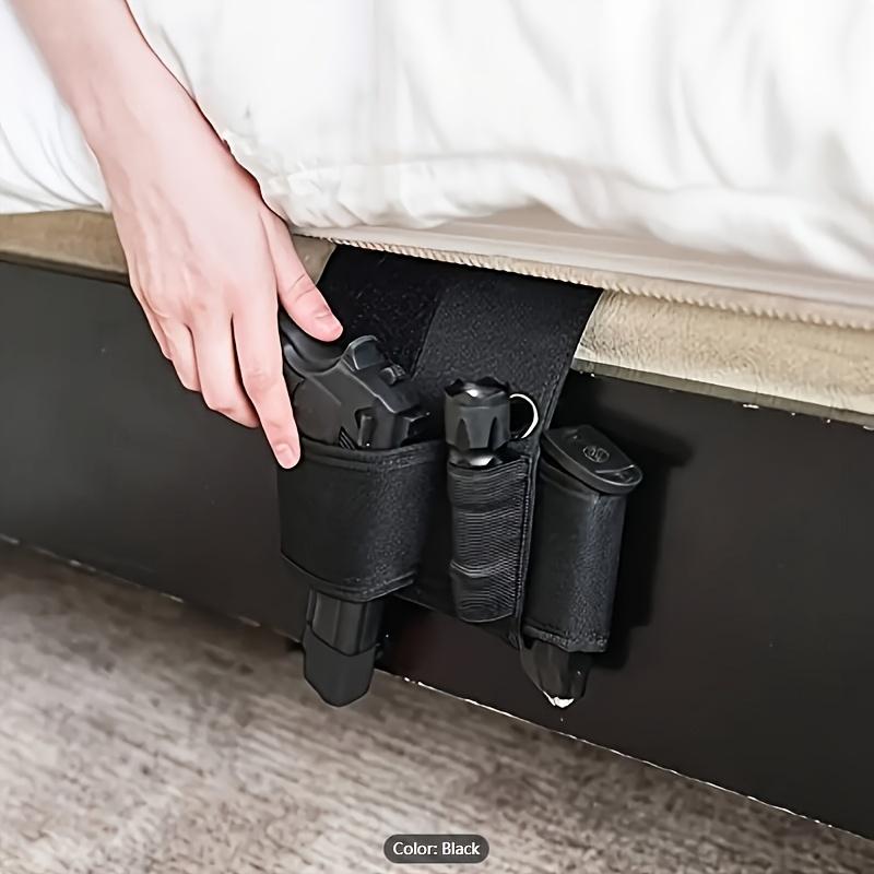 Directional Bedside/Car Seat Invisible Holster with Cartridge Clip Pouch-Quick Access Nylon Pistol Bracket for Home Defense Enthusiasts, Suitable for Mattress/Closet/under Chair, Non-Slip Design, Black-Perfect for Independence Day